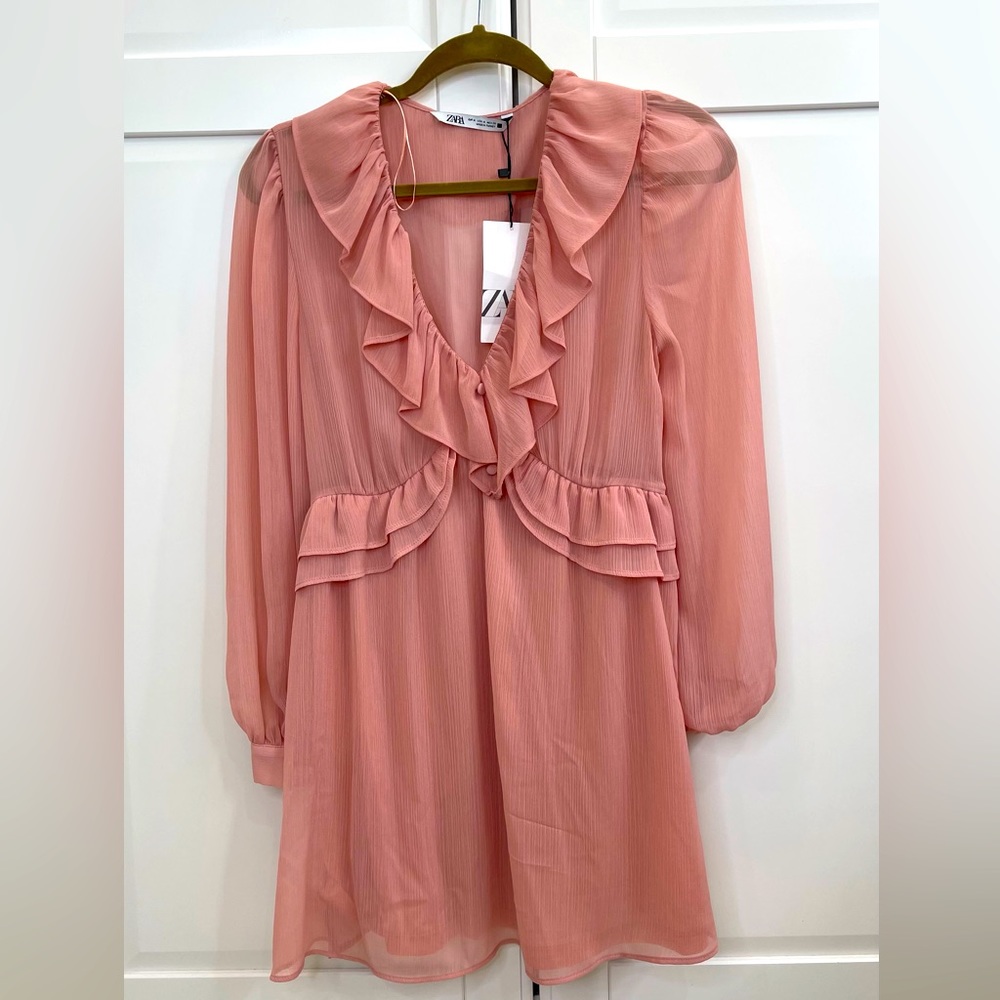 Ruffles sheer long sleeves summer dress from Zara NWT